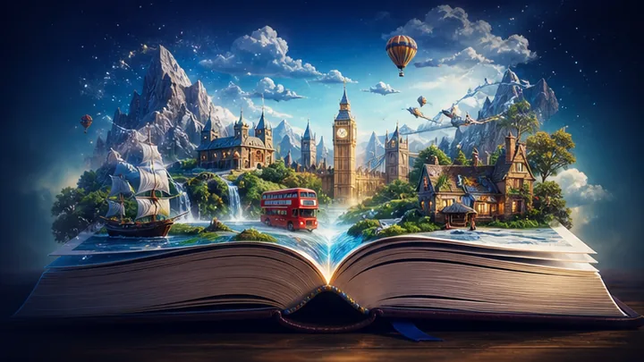 Libro abierto que representa las lecturas en inglés